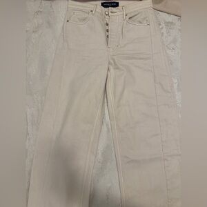 Veronica Beard Ryder Saddle Ankle High Rise in Ecru